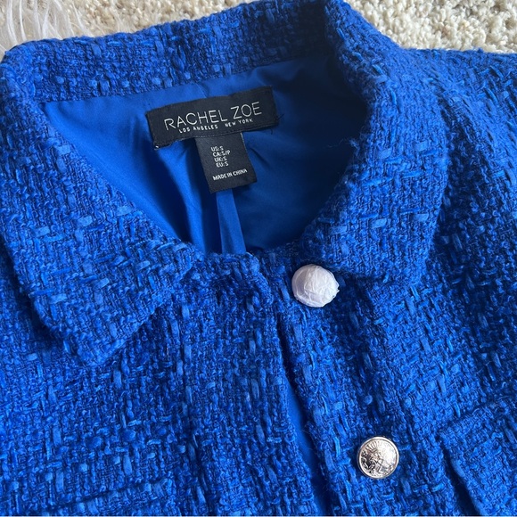 NWOT Rachel Zoe Royal Blue Tweed Cropped Blazer - Picture 13 of 14